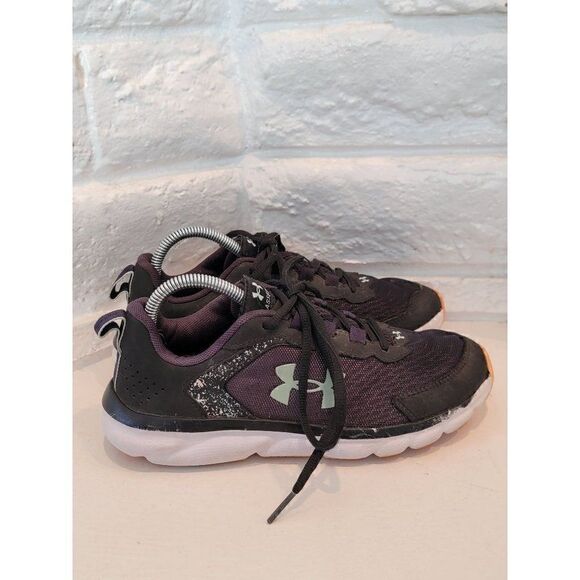 Under Armour Assert 9 GS Paint Splatter black tile blue shoes youth size 5Y - Picture 1 of 8